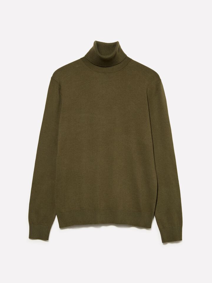 Olivgrüner Pullover mit hohem Kragen - pullover hoher kragen für herren - Militärgrün | Sisley image number 1